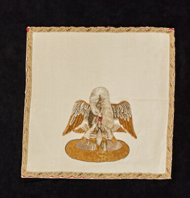 View full screen - View 1 of Lot 256. Two 'Pelican in her piety' embroidered silk, wool and metal-thread chalice veils, European, 18th and 19th century.