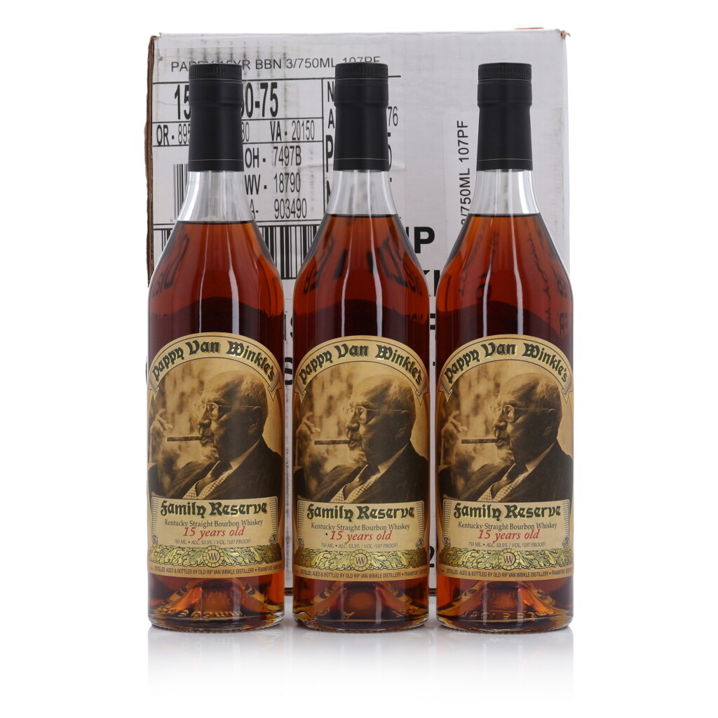 View full screen - View 1 of Lot 592. Pappy Van Winkle's 15 Year Old Family Reserve 107 Proof NV (3 Bottles 75cl).