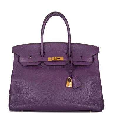 View full screen - View 1 of Lot 20. Hermès Ultraviolet Birkin 35cm of Clemence Leather with Gold Hardware.