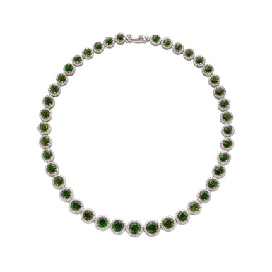 View full screen - View 1 of Lot 2016. Demantoid Garnet and Diamond Necklace | 翠榴石 配 鑽石 項鏈.