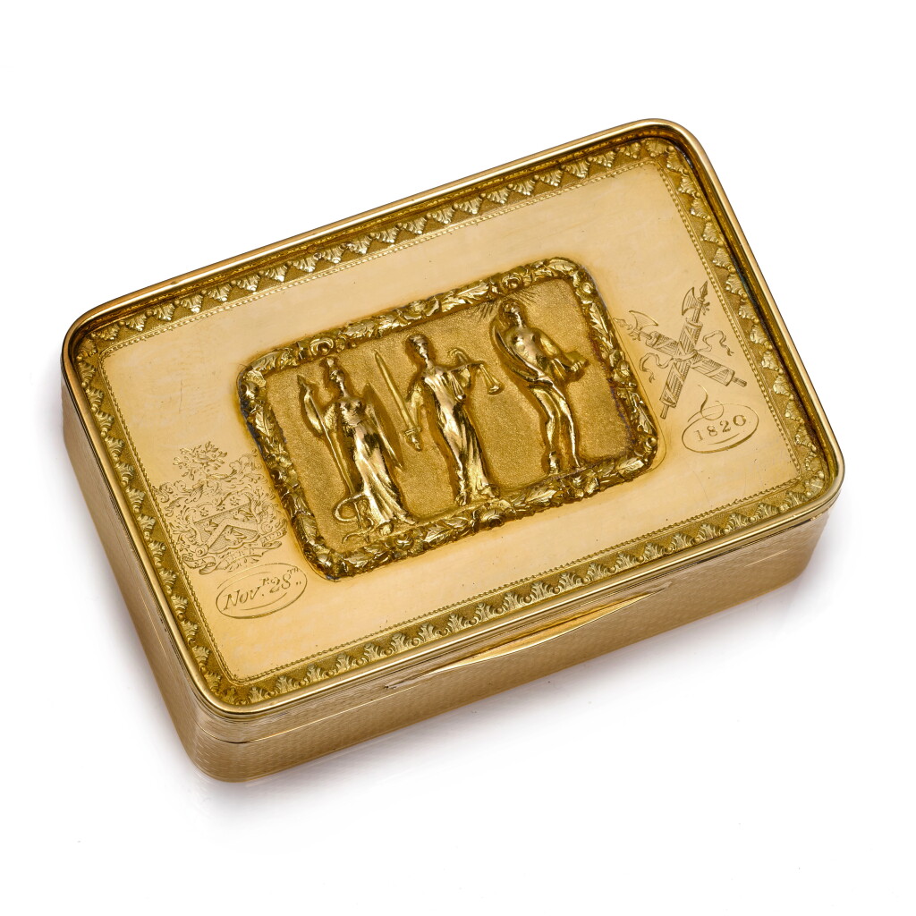 View full screen - View 1 of Lot 1179. A gold presentation snuff box, Alexander James Strachan, London, 1820.