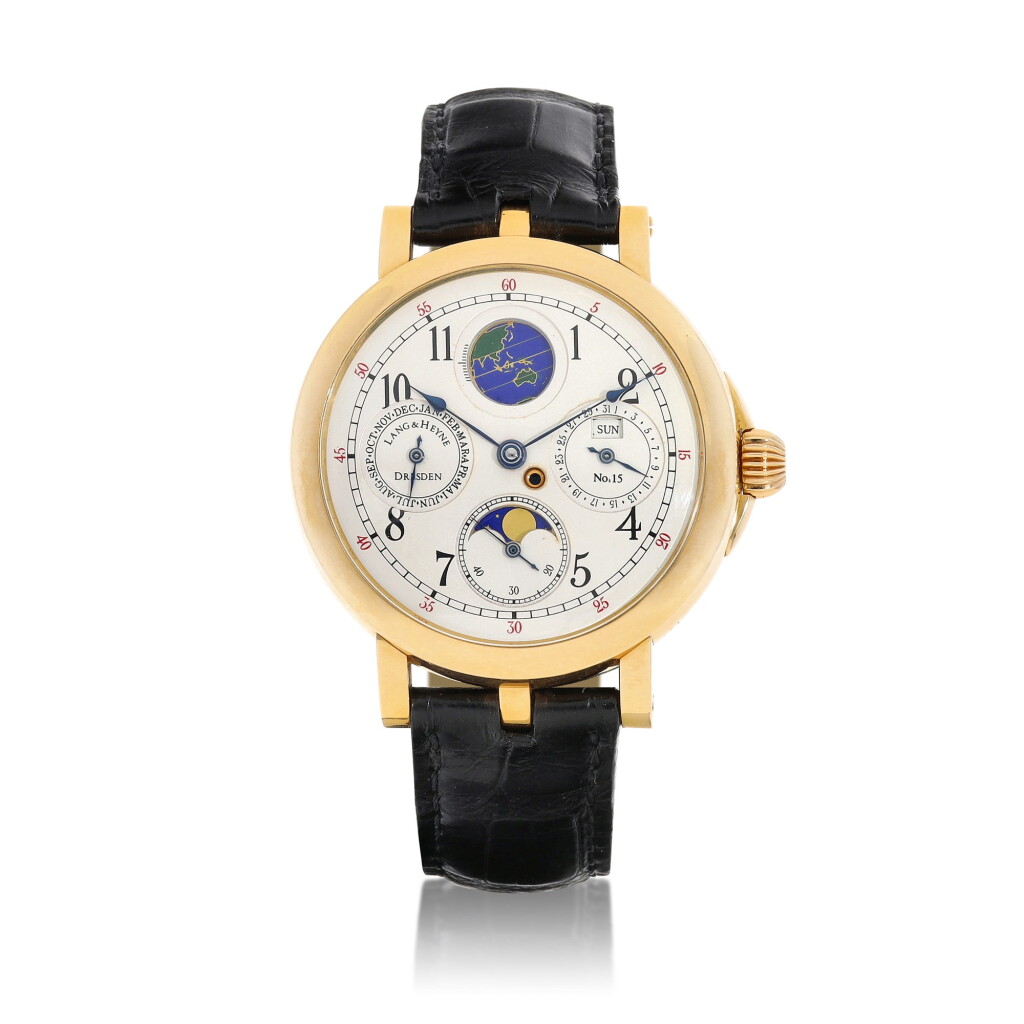 View full screen - View 1 of Lot 8214. Moritz, Reference 15 | A pink gold triple calendar wristwatch with moon phases and earth declination, Circa 2014 | Moritz 型號15 | 粉紅金全日曆腕錶,備月相及地球偏角顯示,約2014年製.
