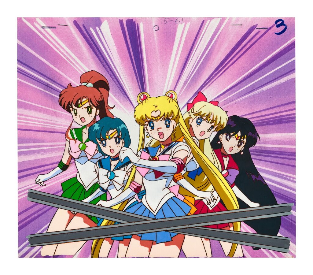 View full screen - View 1 of Lot 8. SAILORMOON BY TOEI ANIMATION 美少女戰士 by 東映動畫 | SAILOR MOON AND GUARDIANS ANIMATION CEL 月野兔與內太陽系四戰士手稿.