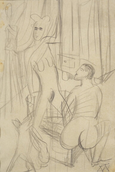 View full screen - View 1 of Lot 46. OTTO DIX | STUDY FOR THREE NUDES.