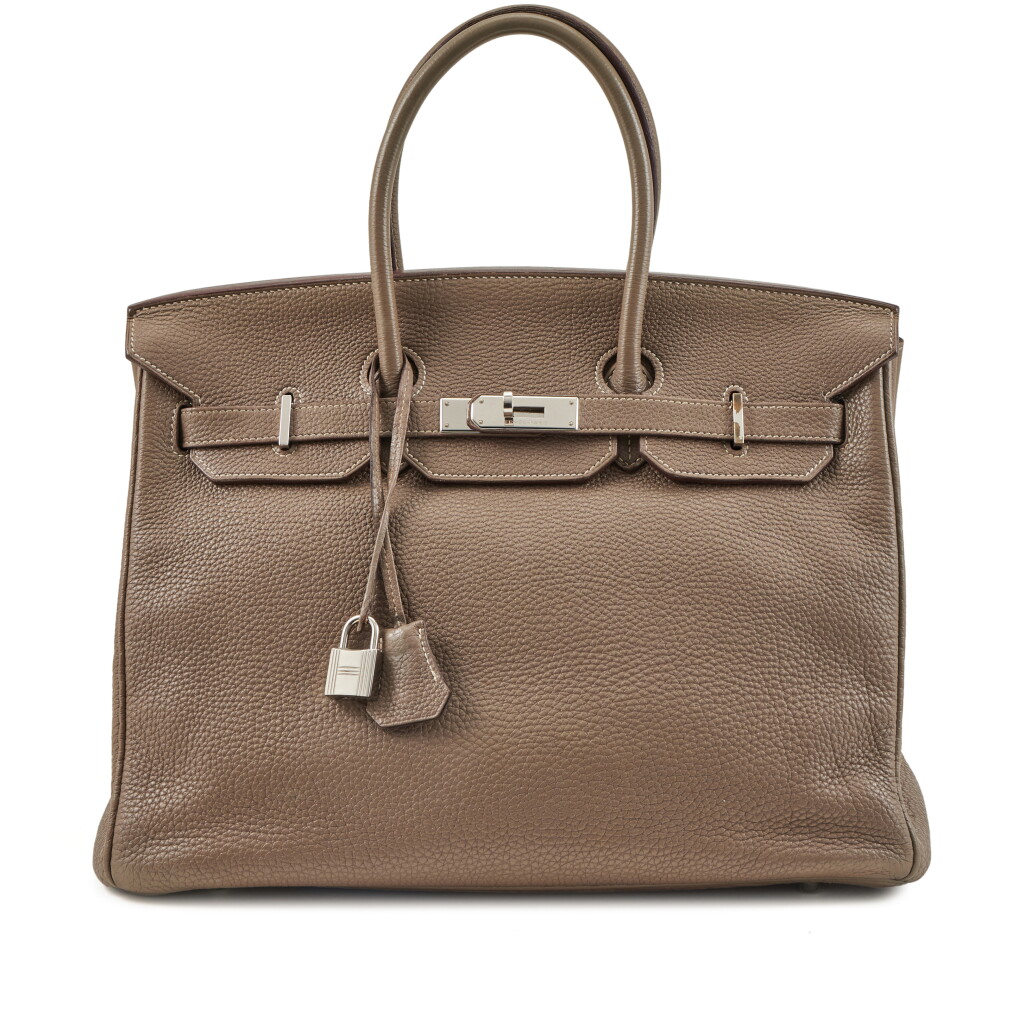View full screen - View 1 of Lot 72. Etoupe Togo Birkin 35 Palladium Hardware, 2009.