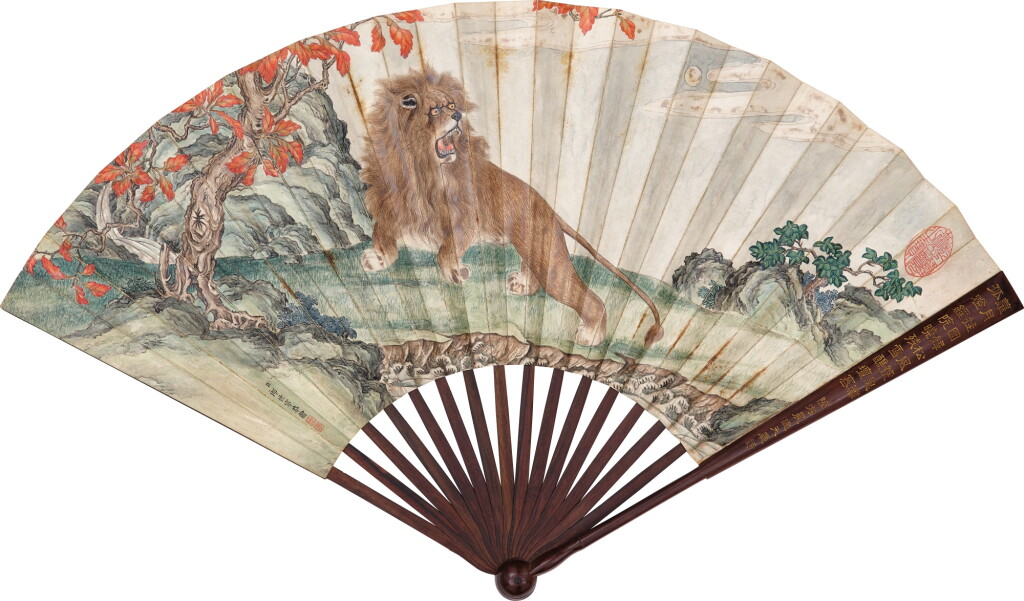 View full screen - View 1 of Lot 2554. 郎世寧 (款) 獅子圖 | Attributed to Lang Shining (Giuseppe Castiglione), Lion.