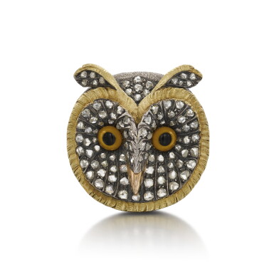 View full screen - View 1 of Lot 198. Diamond Owl Brooch .