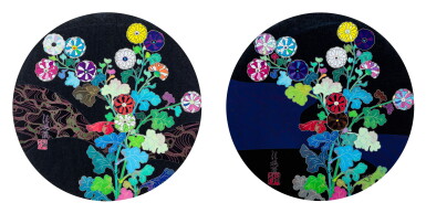 View full screen - View 1 of Lot 97. Kansei: Wildflowers Glowing in the Night/Korin: Stellar River in the Heavens (Two Works) | 澗聲:野花夜裡發亮/ 光淋:天堂裡的星河(兩件作品).