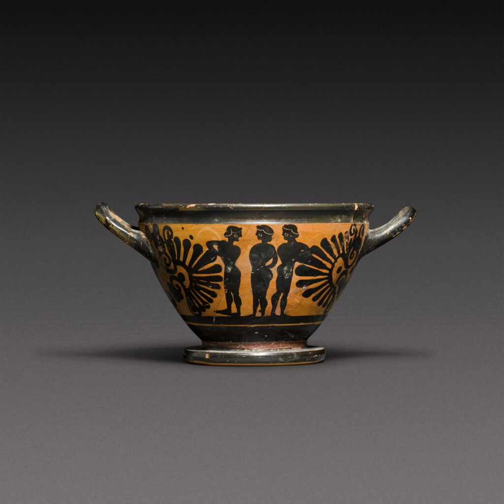 View full screen - View 1 of Lot 177. An Attic Black-figured Skyphos, circa late 6th Century B.C..