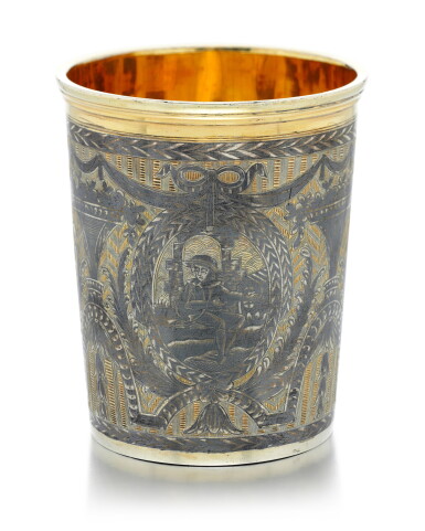 View full screen - View 1 of Lot 74. A SILVER-GILT AND NIELLO SILVER BEAKER, MOSCOW, 1804.