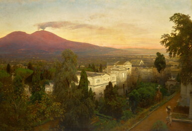 View full screen - View 1 of Lot 161. Campo Santo in Poggioreale, the Vesuvius Beyond.