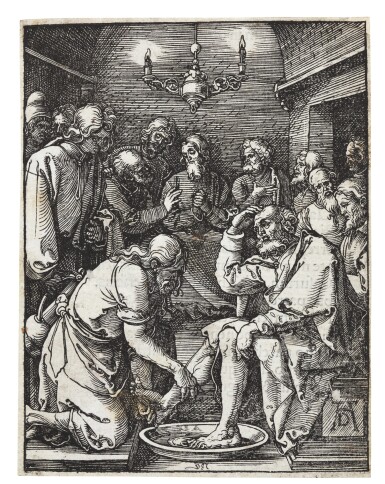 View full screen - View 1 of Lot 4. ALBRECHT DÜRER | CHRIST WASHING THE FEET OF THE DISCIPLES; PILATE WASHING HIS HANDS; CHRIST NAILED TO THE CROSS; AND THE LAMENTATION (B. 25, 36, 39, 43; M., HOLL. 134, 145, 148, 152).