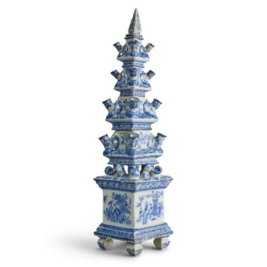 View full screen - View 1 of Lot 1726. A Dutch Delft Blue and White four-tiered Tulipiere, Circa 1700.