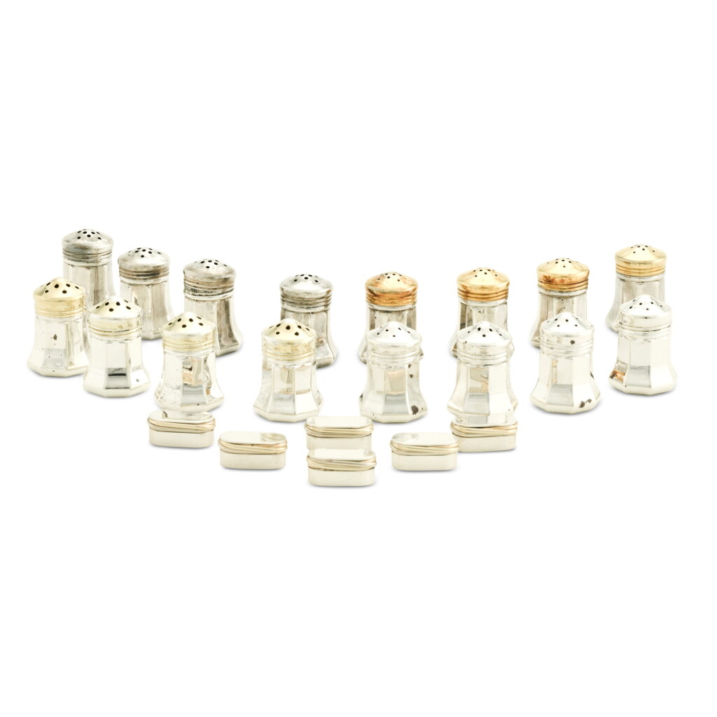 View full screen - View 1 of Lot 218. A group of forty cased silver salt and pepper shakers, Cartier, 20th century.