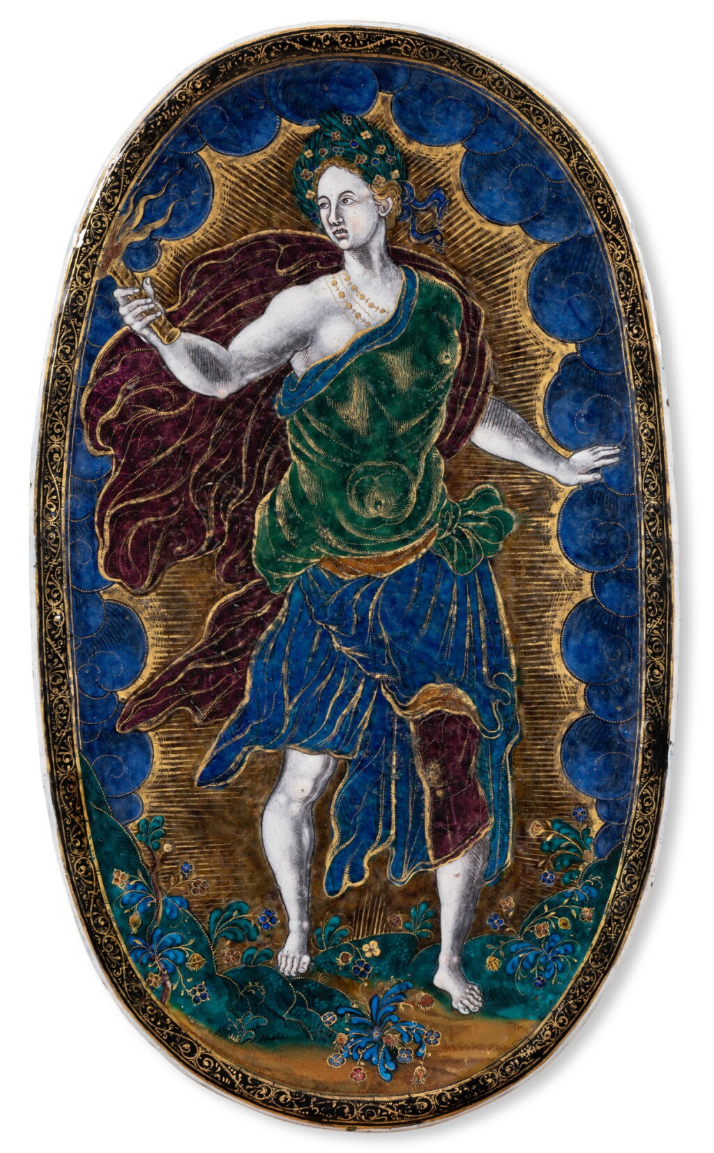 View full screen - View 1 of Lot 141. An oval painted enamel plaque depicting Ceres searching for Proserpina, Attributed to Martial Reymond (1570-1609), Late 16th century.