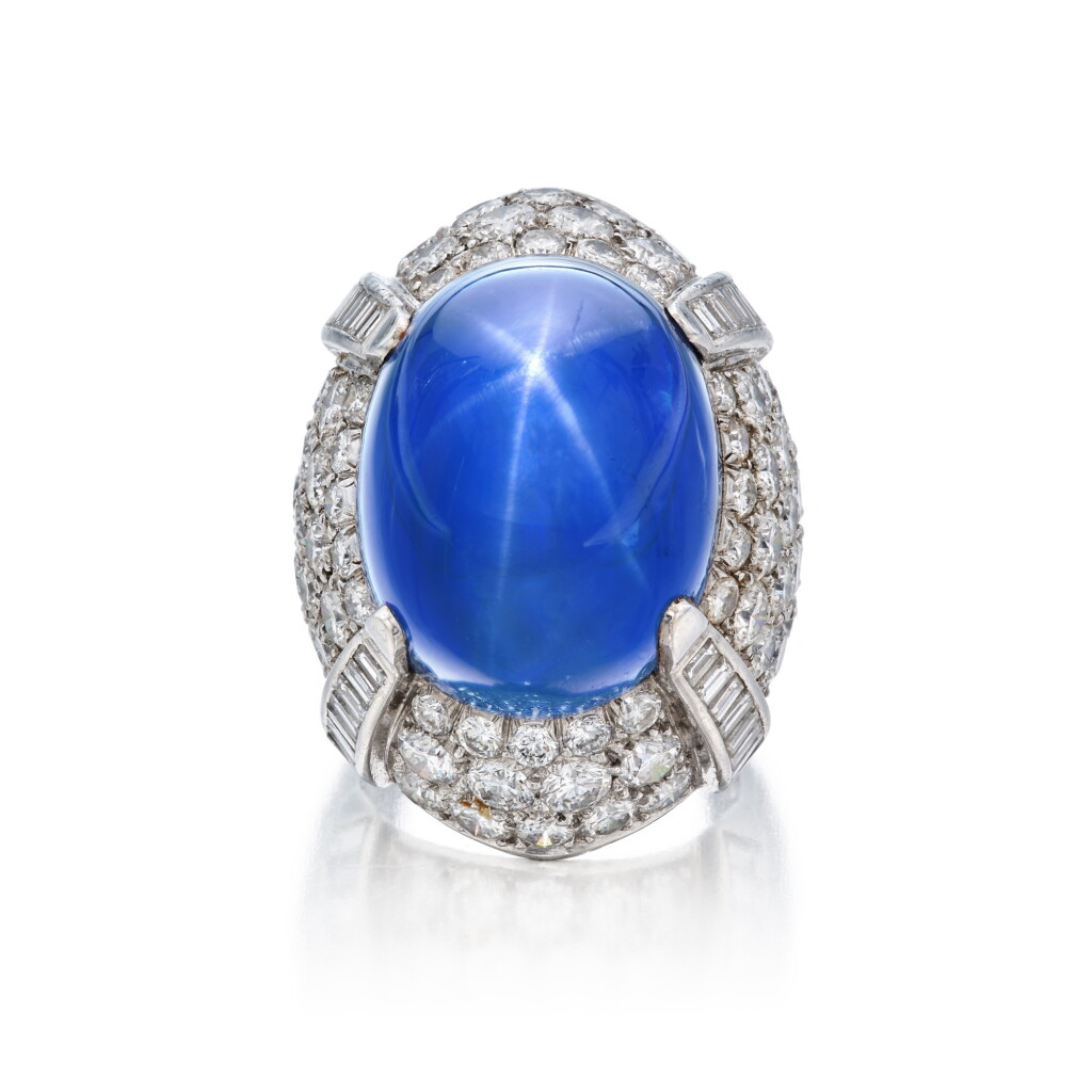View full screen - View 1 of Lot 435. Star Sapphire and Diamond Ring.