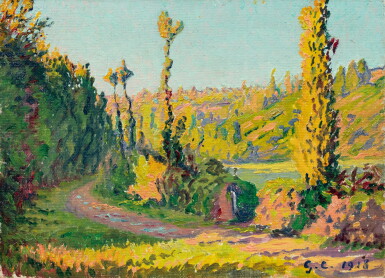 View full screen - View 1 of Lot 63. GUSTAVE CARIOT | VALLÉE DU TRIEUX, PRÈS DE GUINGAMP, LE SOIR.