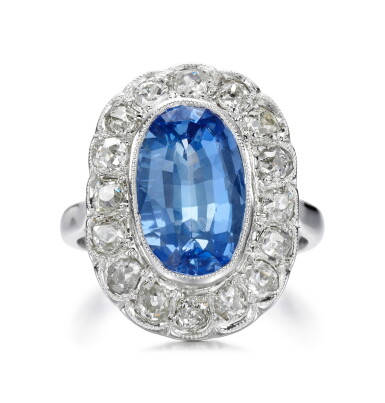 View full screen - View 1 of Lot 107. SAPPHIRE AND DIAMOND RING.