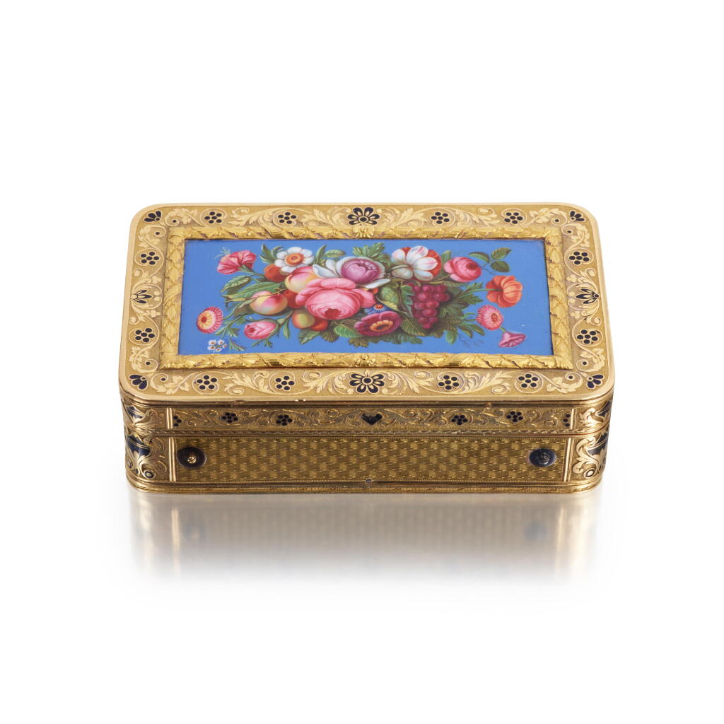 View full screen - View 1 of Lot 167. A Gold and Enamel Musical Snuff Box, Geneva, Circa 1810.