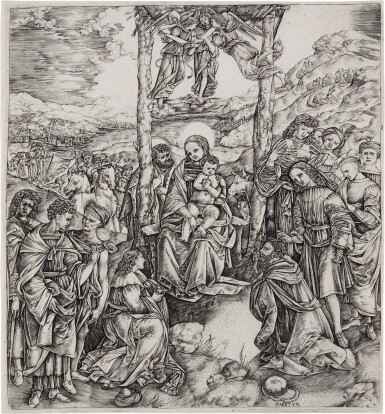 View full screen - View 1 of Lot 65. Adoration of the Magi (After Fillipino Lippi) (Bartsch 6; Hind 10; Bellini 11).