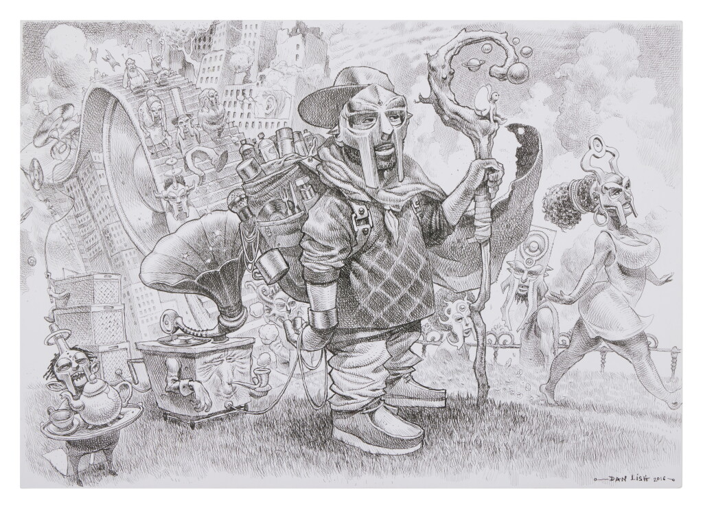 View full screen - View 1 of Lot 125. "MF DOOM Stroll" original illustration by Dan Lish, 2016.