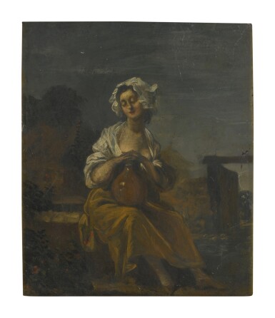 View full screen - View 1 of Lot 120. Sold Without Reserve | SPANISH SCHOOL, 18TH CENTURY | A YOUNG WASHERWOMAN IN A LANDSCAPE.