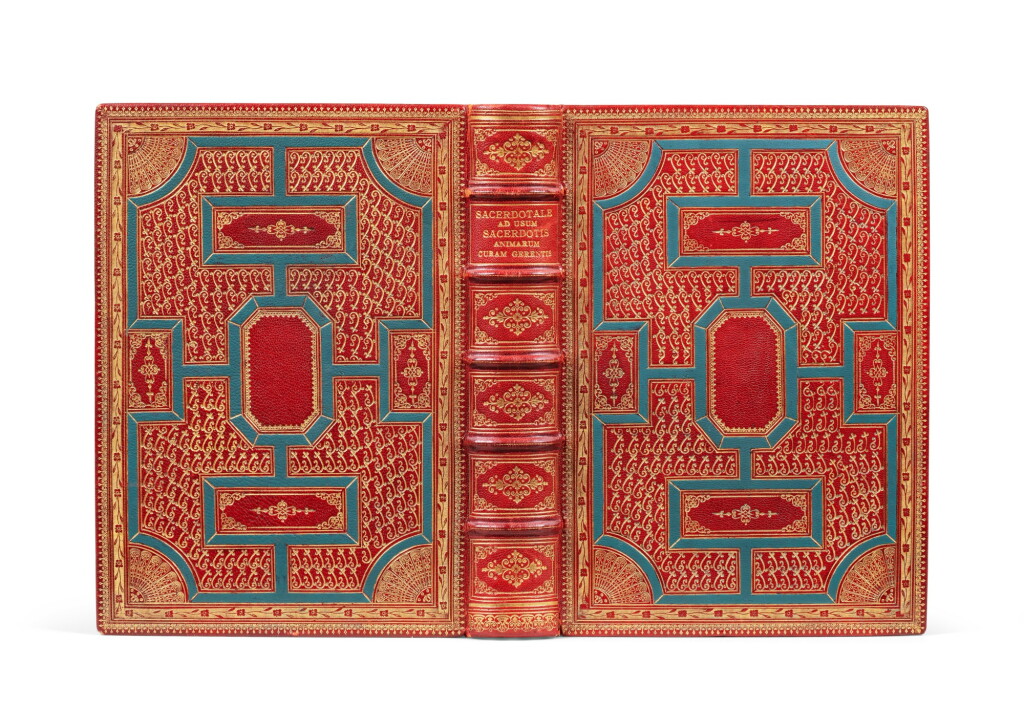 View full screen - View 1 of Lot 400. Sacerdotale ad usum... Venise, 1564. Maroquin rouge, large décor à compartiments. Reliure du XIXe..