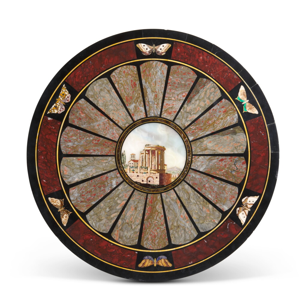 View full screen - View 1 of Lot 88. An Italian specimen marble and pietre dure table top by Pietro Bazzanti, Rome, 1837.