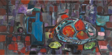 View full screen - View 1 of Lot 123. Still Life with Fruit and Blue Bottle.