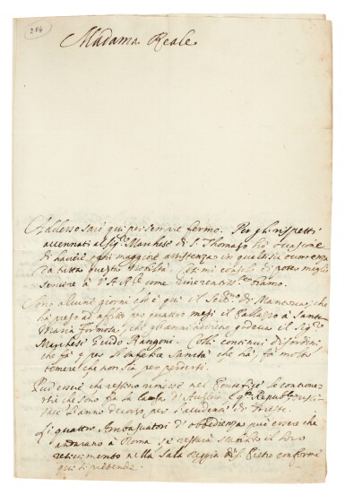 View full screen - View 1 of Lot 195. Ercole Mattioli | autograph letter signed to the duchess of Savoy, Venice, 12 December 1676.