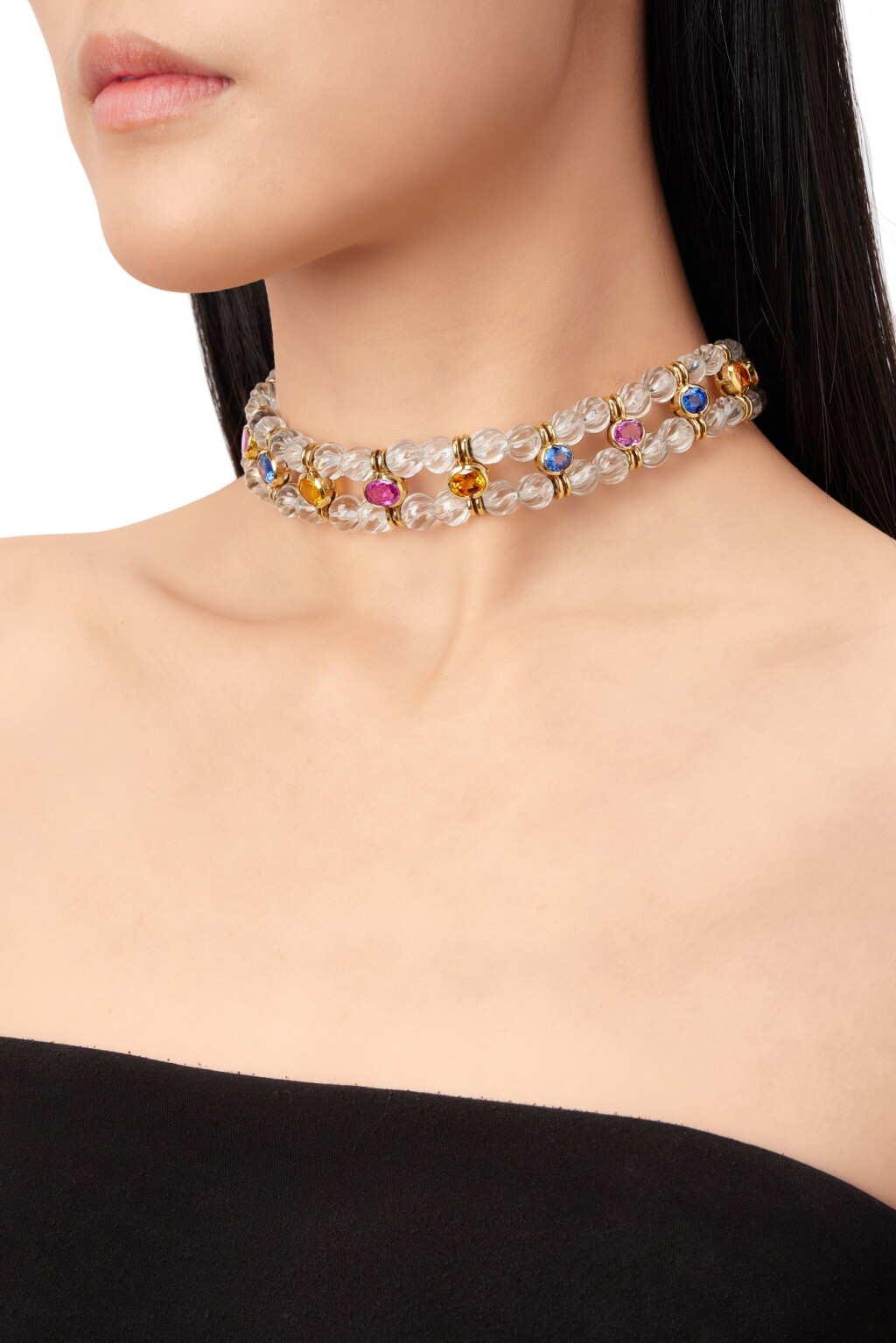 View full screen - View 1 of Lot 1715. Coloured Sapphire and Rock Crystal Necklace | 寶格麗 | 彩色剛玉 配 白水晶 項鍊.