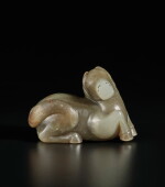 A celadon and brown jade carving of a horse, Song - Ming dynasty