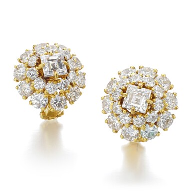 View full screen - View 1 of Lot 1060. Pair of diamond ear clips.