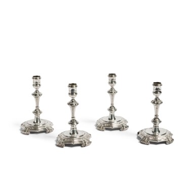 View full screen - View 1 of Lot 174. A Set of Four George II Silver Candlesticks, William Kidney, London, 1738.