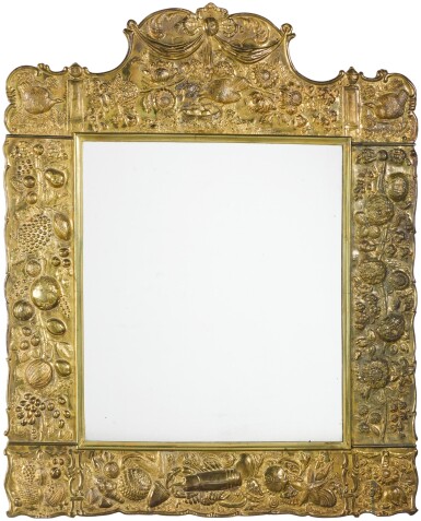 View full screen - View 1 of Lot 109. A Flemish gilt-brass repousse mirror, second half 17th century.