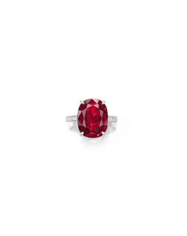 View full screen - View 1 of Lot 1740. Cartier | Ruby and Diamond Ring | 卡地亞 | 9.10克拉 天然「緬甸」紅寶石 配 鑽石 戒指.