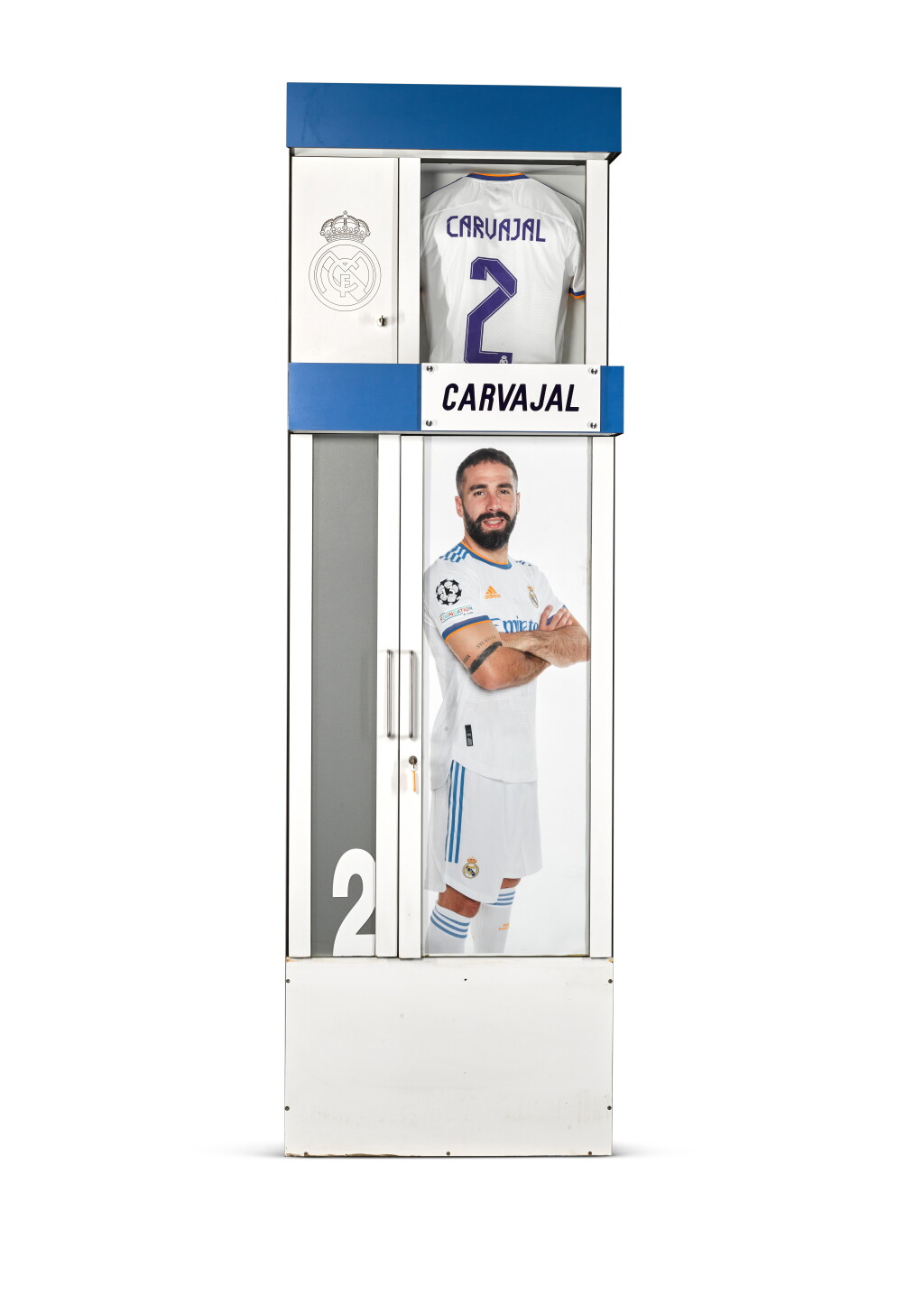View full screen - View 1 of Lot 3. First Team Locker #2: The Real Madrid Santiago Bernabéu Stadium 2001/02 - 2021/22 | Michel Salgado, Álvaro Arbeloa, Ricardo Carvalho, Raphaël Varane, Daniel Carvajal.