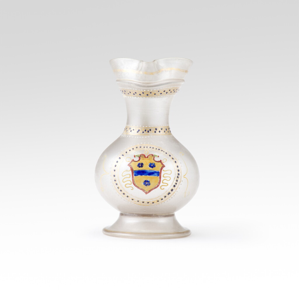 View full screen - View 1 of Lot 229. A Venetian glass enamelled armorial ewer, early 16th century.
