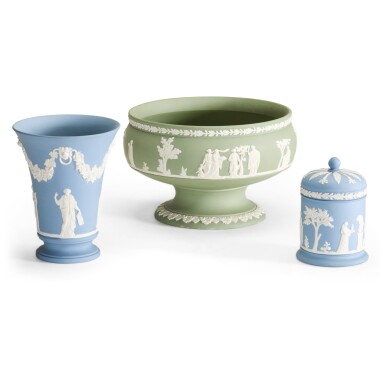 View full screen - View 1 of Lot 1709. A Wedgwood sage green Jasper bowl, 20th century.