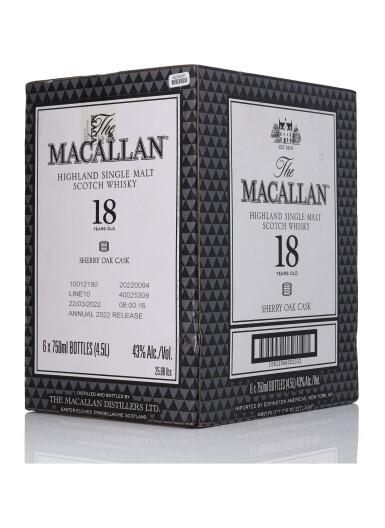 View full screen - View 1 of Lot 57. The Macallan 18 Year Old Sherry Oak 43.0 abv NV (6 Bottles 75cl).