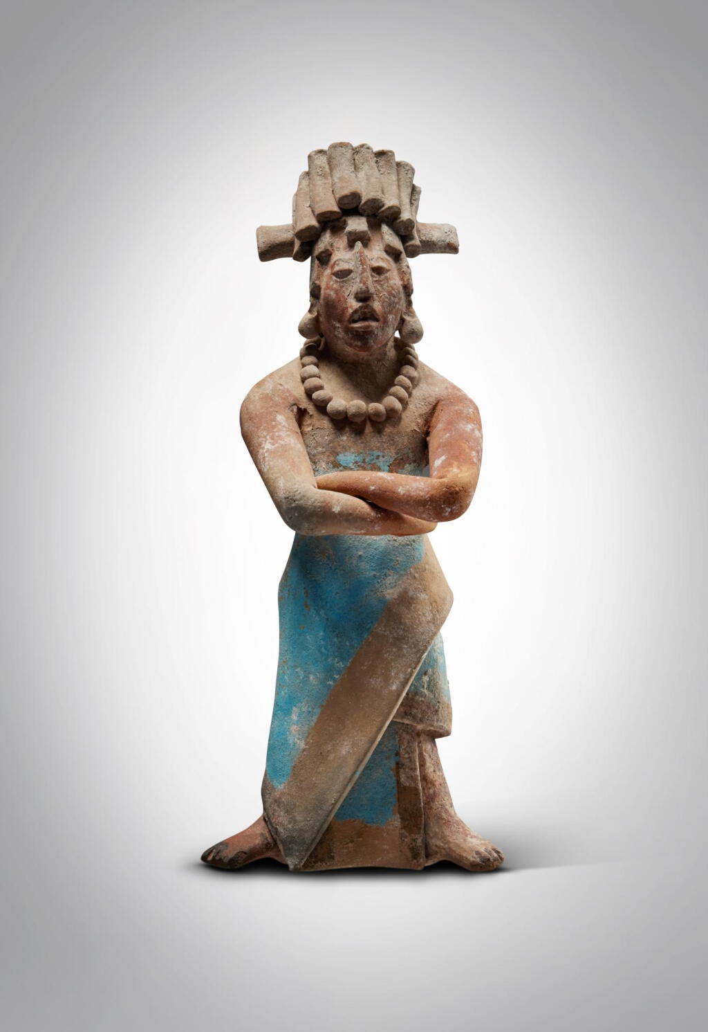 View full screen - View 1 of Lot 11. Maya Standing Figure of a Dignitary, Jaina, Late Classic, circa 550 - 950 AD.