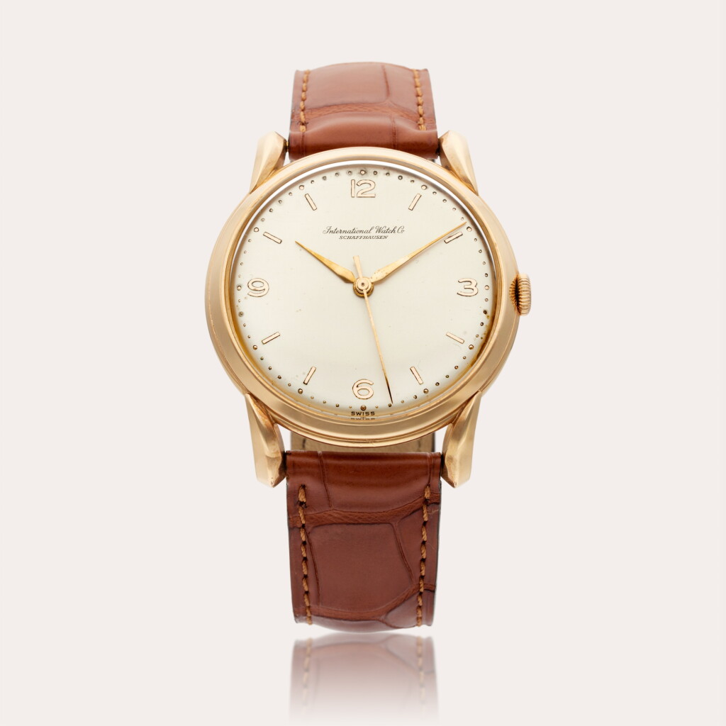 View full screen - View 1 of Lot 394. A pink gold wristwatch, Circa 1955.
