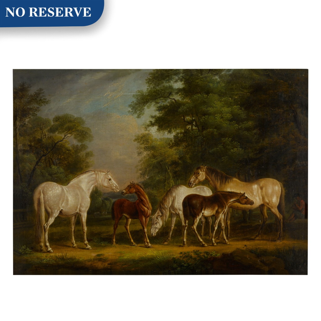 View full screen - View 1 of Lot 121. Mares and foals in a clearing.