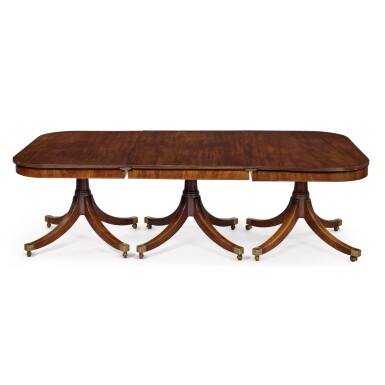 View full screen - View 1 of Lot 1062. A Regency Mahogany Triple-Pedestal Dining Table, Late 18th Century.
