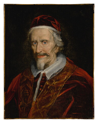 View full screen - View 1 of Lot 602. CIRCLE OF GIOVANNI BATTISTA GAULLI, CALLED BACICCIO | PORTRAIT OF POPE CLEMENT IX (1600-1669), BUST LENGTH.