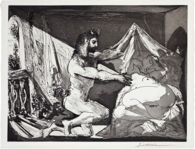 View full screen - View of Faune dévoilant une femme, from La Suite Vollard (B. 230; Ba. 609).