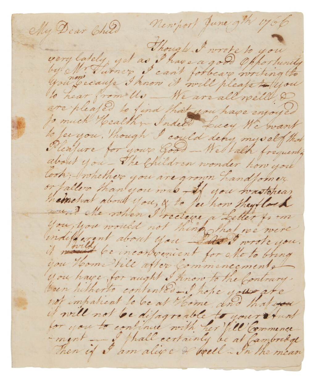 View full screen - View 1 of Lot 1043. Ellery, William | "The nice, prudent conduct of a family is the greatest female accomplishment.''.
