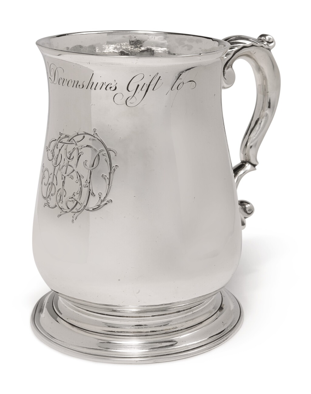 View full screen - View 1 of Lot 323. A GEORGE II SILVER MUG, JOHN FOSSEY, LONDON, 1735.