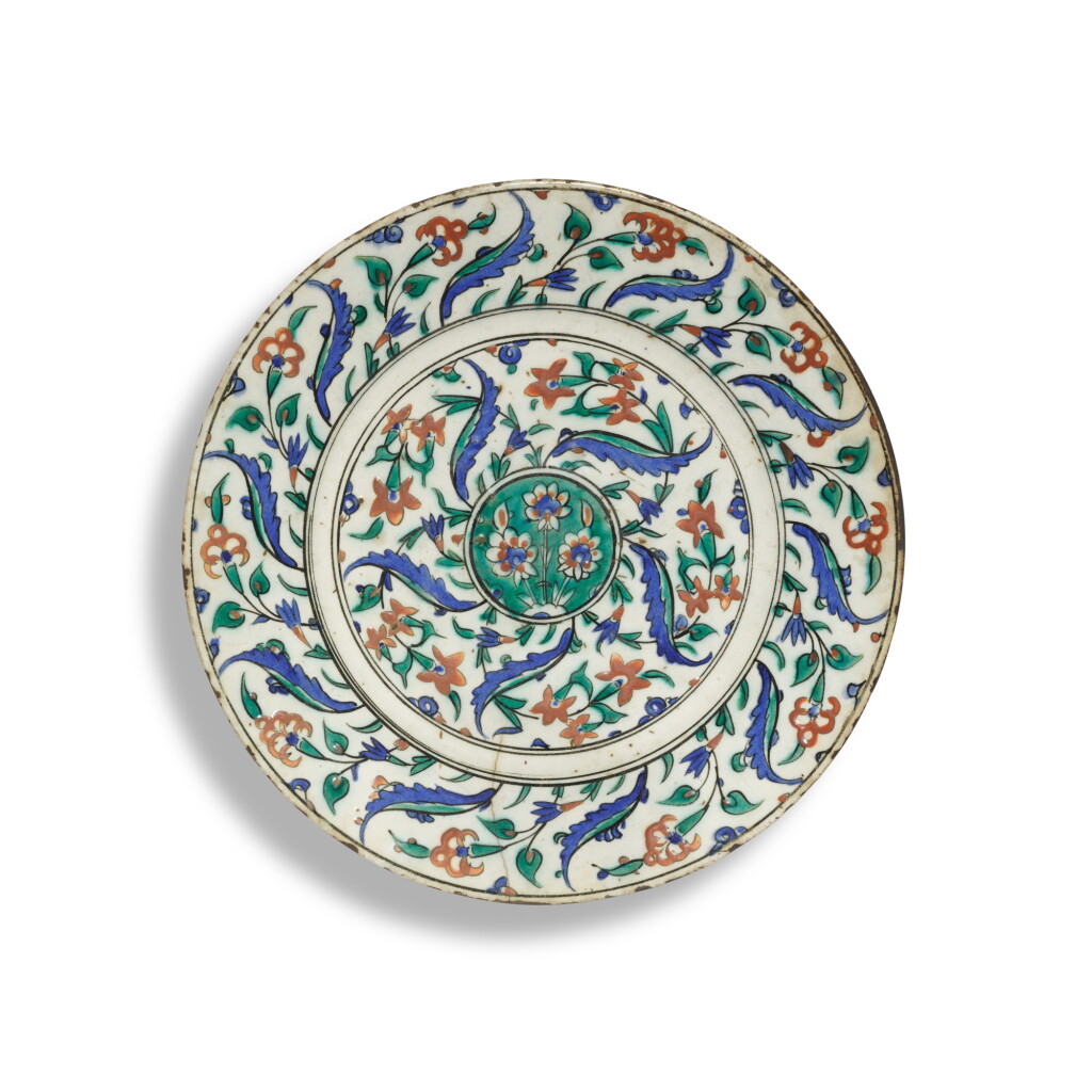 View full screen - View 1 of Lot 209. A large Iznik polychrome pottery dish, Turkey, circa 1600.