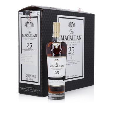 View full screen - View 1 of Lot 26. The Macallan 25 Year Old Sherry Oak 43.0 abv NV (3 Bottles 70cl).